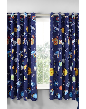 Catherine Lansfield Lost In Space Two Curtain Panels