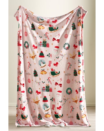Catherine Lansfield Christmas Happy Holidays Cosy Fleece Blanket Throw