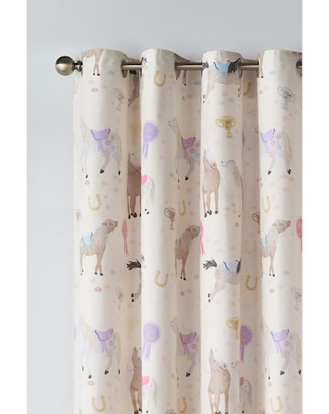 Catherine Lansfield Kids Happy Horses Eyelet Curtains Two Panels