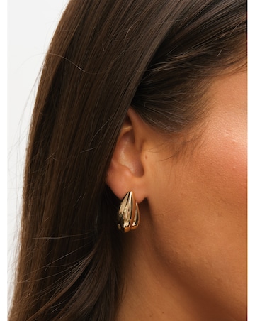 Mood Polished Gold & Jet Crystal Dome Earrings - Pack of 2