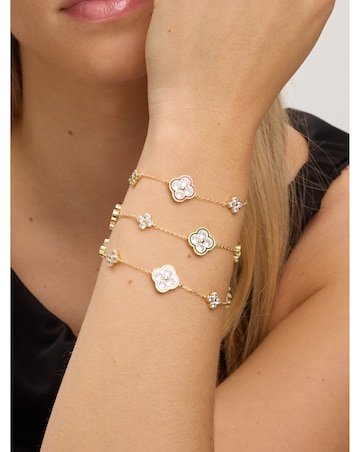 Jon Richard 14K Gold Plated Pave and Red Clover Bracelet