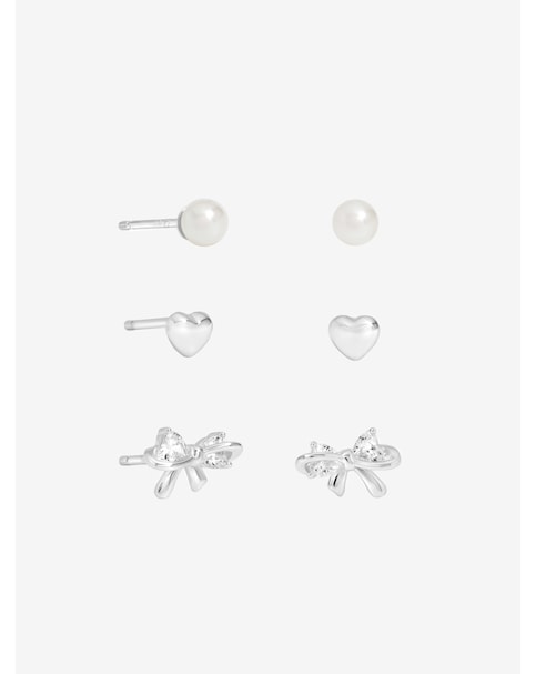 Sterling Silver 925 Pearl Bow Earrings
