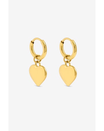 Jon Richard Gold Plated Stainless Steel Heart Charm Hoop Earrings