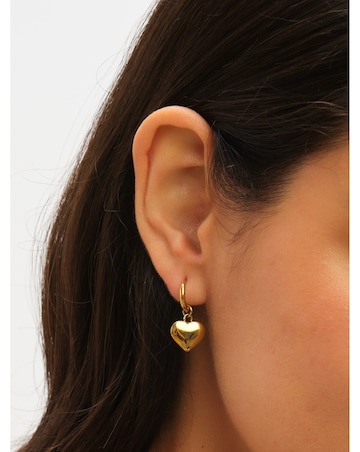 Jon Richard Gold Plated Stainless Steel Heart Charm Hoop Earrings