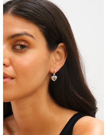 Jon Richard Sterling Silver Plated Stainless Steel Heart Charm Hoop Earrings