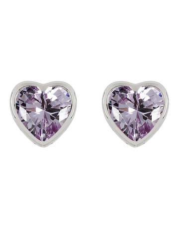 Radley Ladies Silver Light Amethyst Heart Stud Earrings