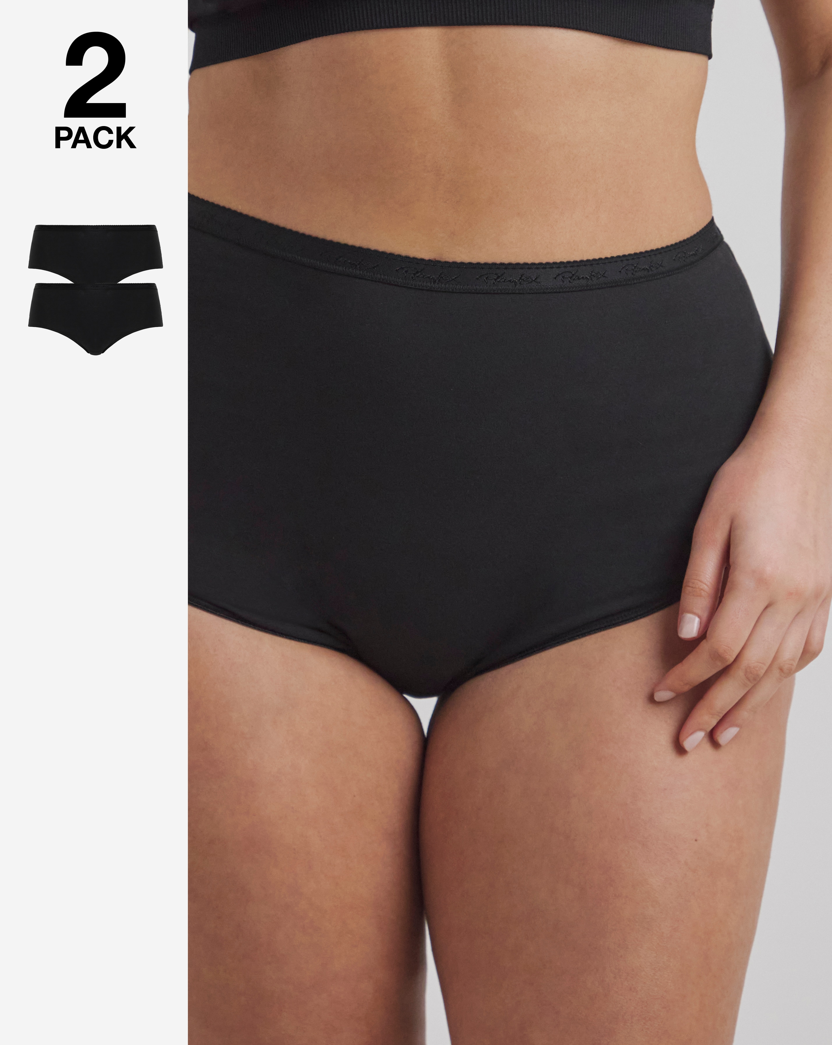 Playtex 2Pack Cotton Knicker Black