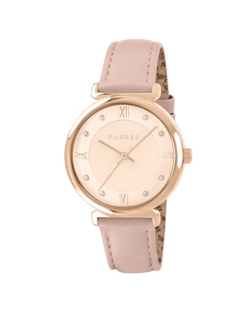 Radley Rose Gold Plated 35mm T-bar Praire Pink Leather Strap
