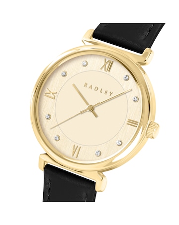 Radley Gold Plated 35mm T-bar Black Leather Strap