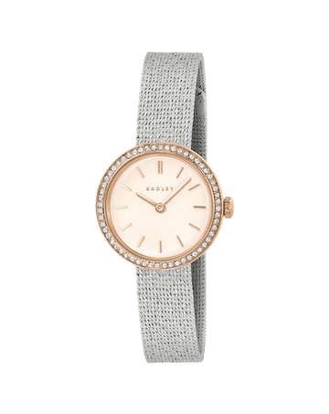 Radley Silver and Rose Gold Plated 27mm Stone Set Mesh Watch