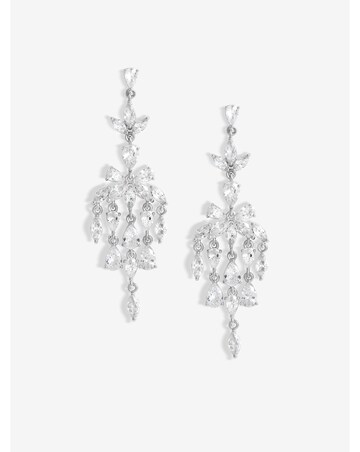 Jon Richard Rhodium Plated Cubic Zirconia Floral Statement Earrings