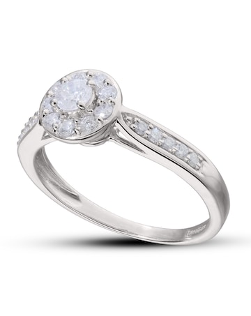 9 Carat White Gold And 1/2 Carat Diamond Ring Including Diamond Set Shoulders