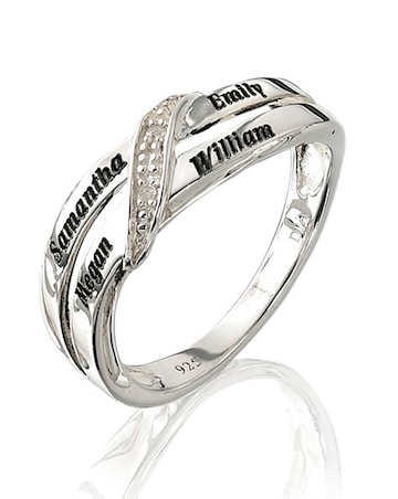 Precious Sentiments Sterling Silver & Diamond-Set Personalised Crossover Ring
