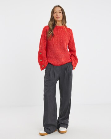 Paprika Button Sleeve Jumper