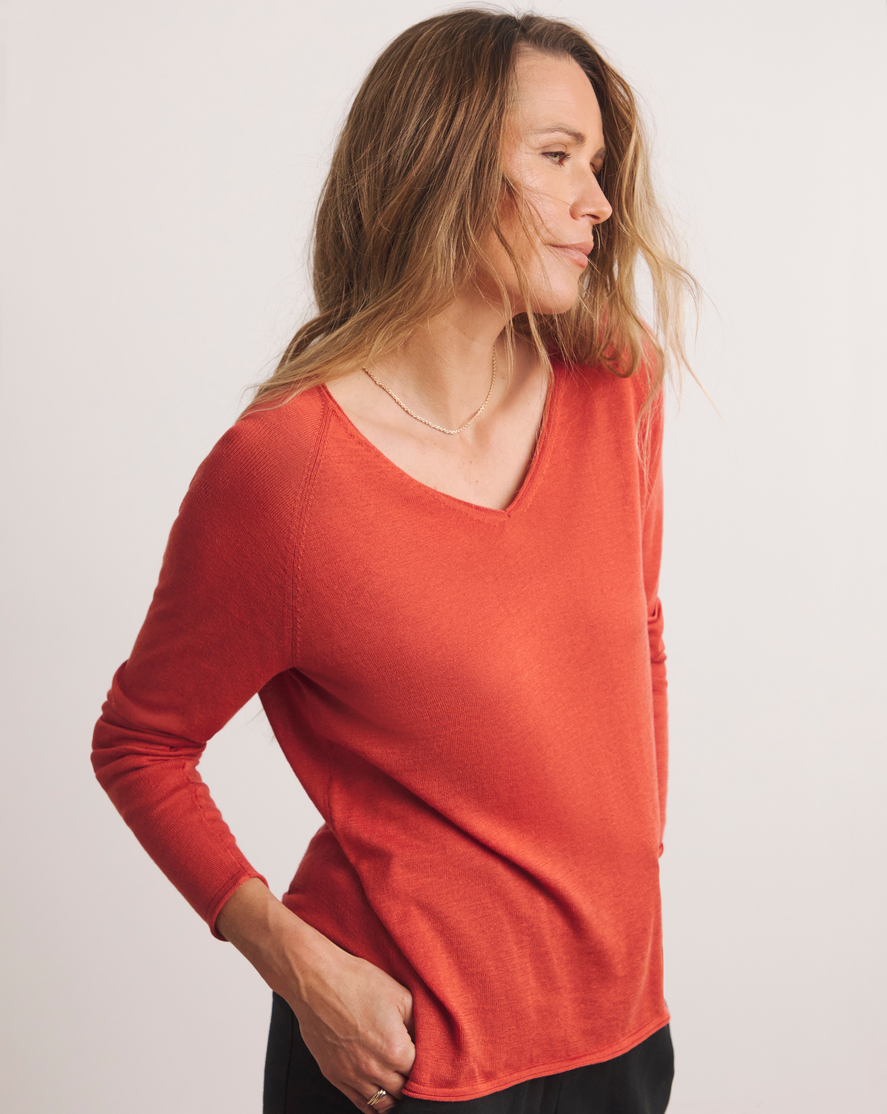 ANTHOLOGY V NECK FINE GAUGE JUMPER