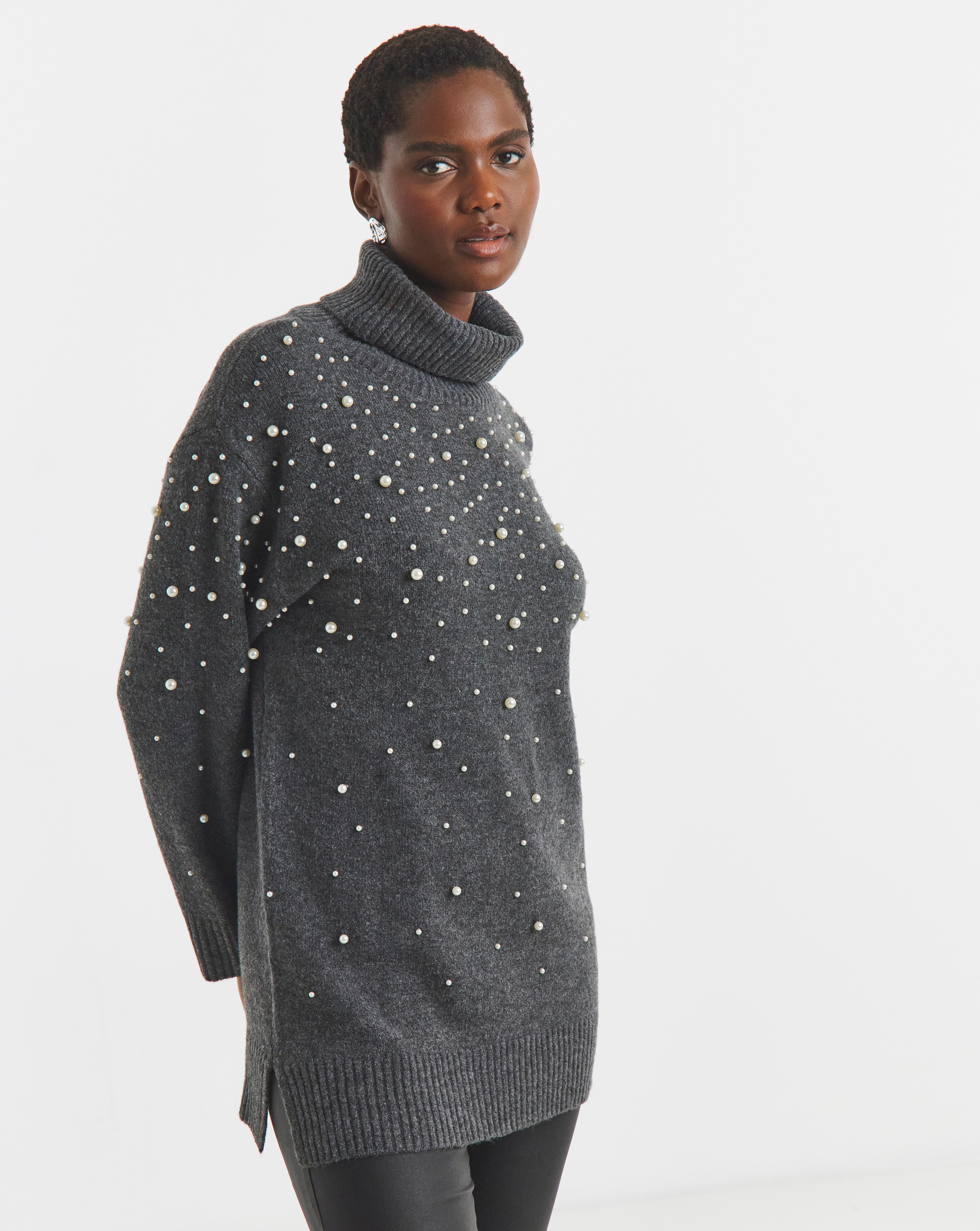 New In - Roll Neck Pearl Jumper