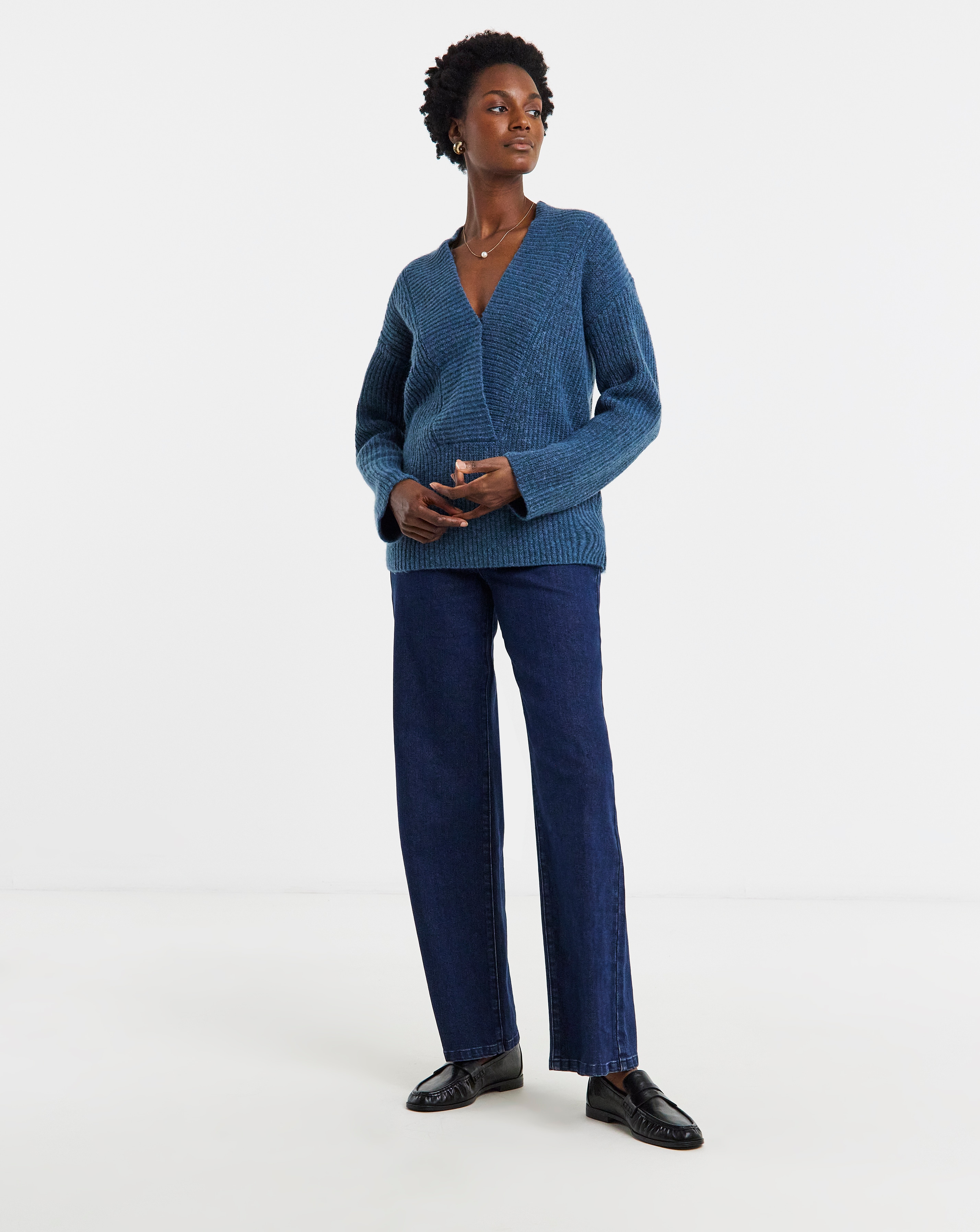 Deep V Neck Knitted Jumper