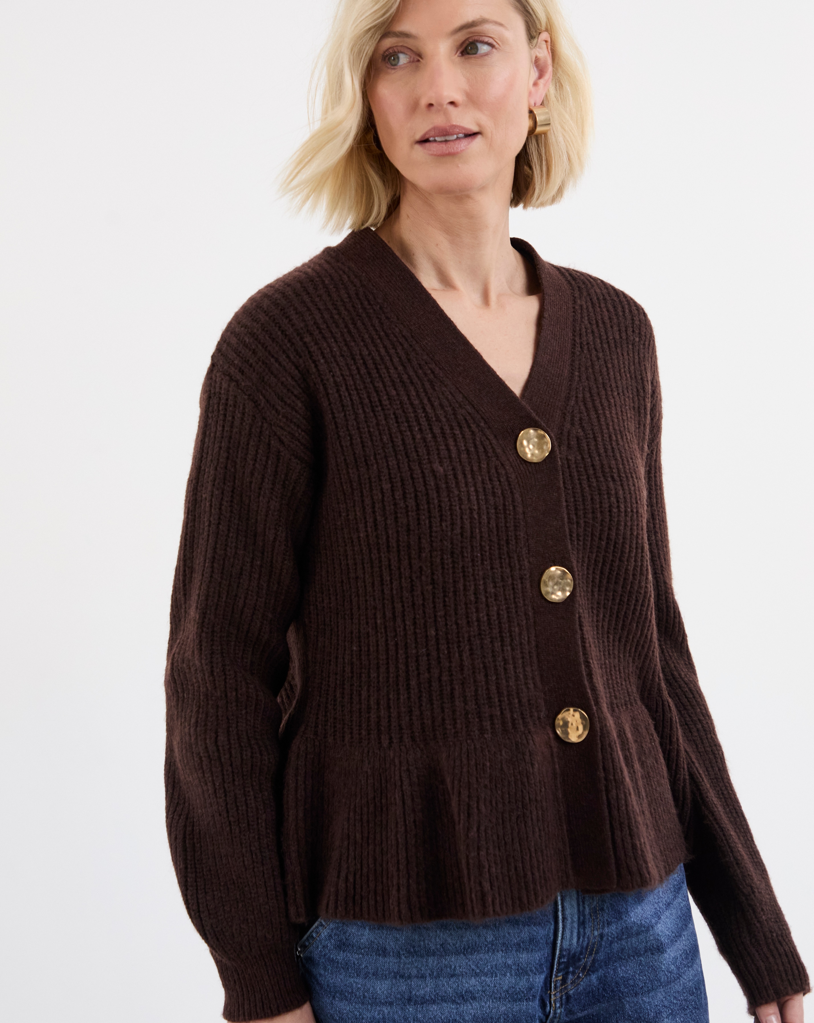 Peplum Knit Cardigan