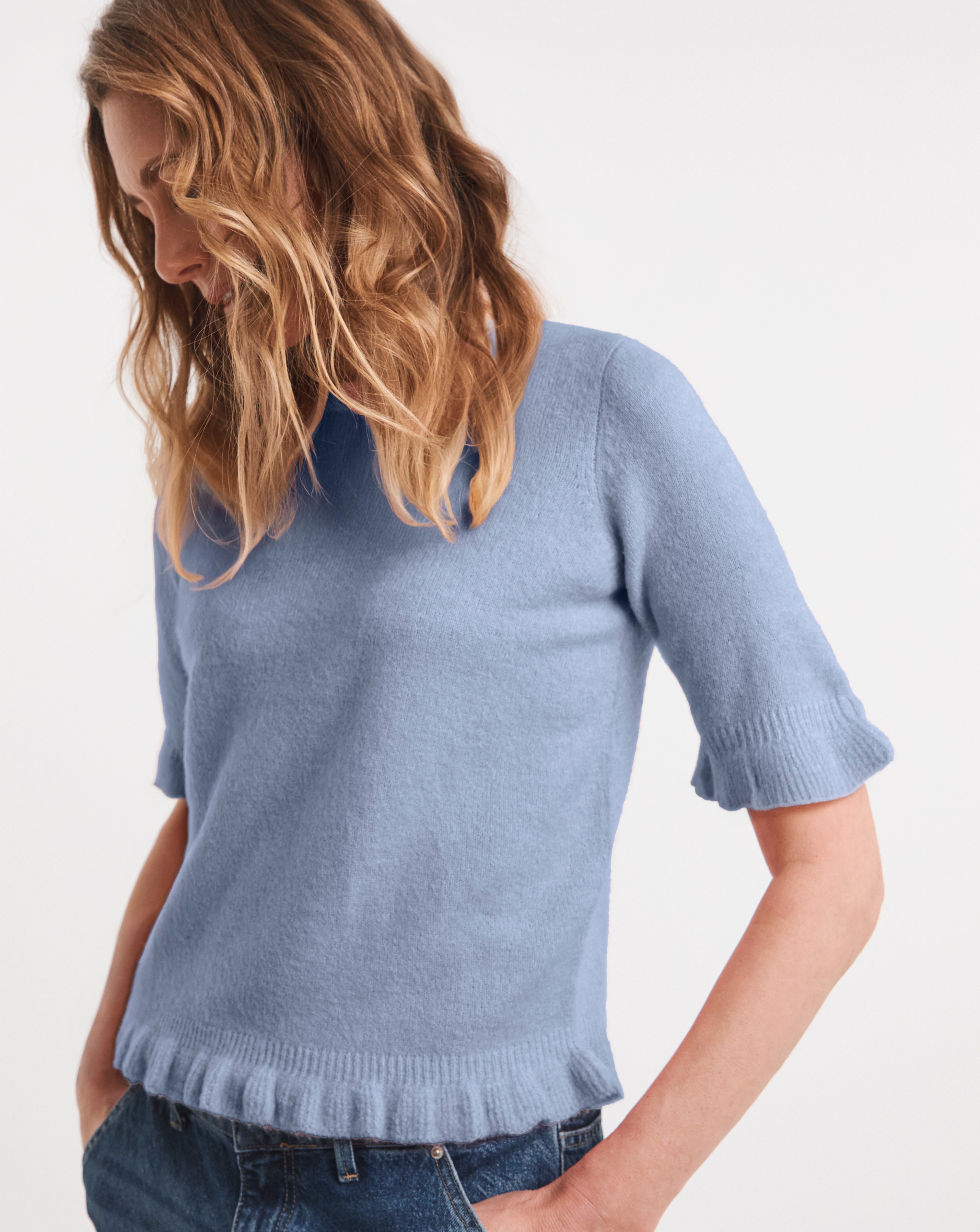 New In - Frill Knit Short Sleeve Jumper