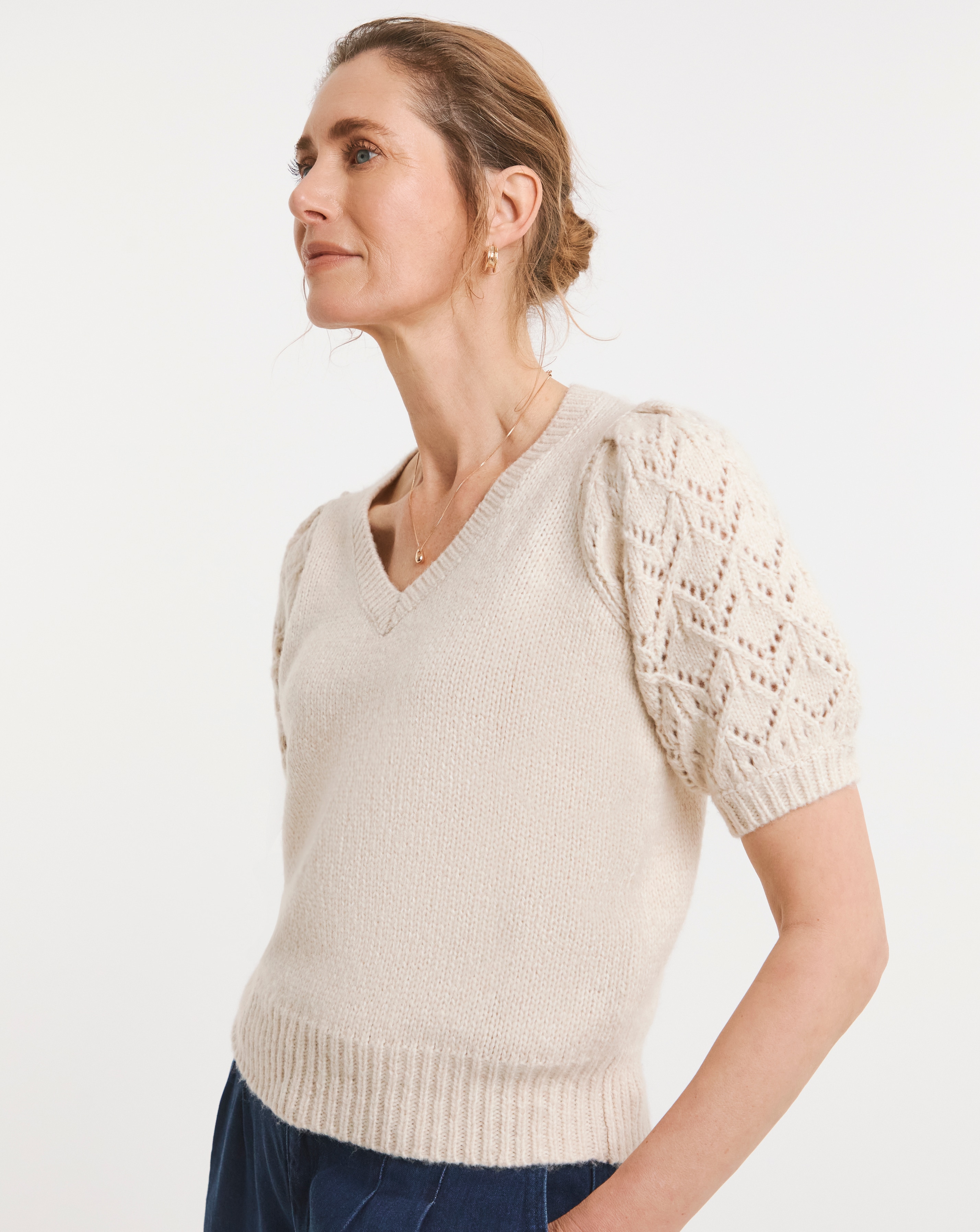 New In - Pointelle Short Sleeve Jumper