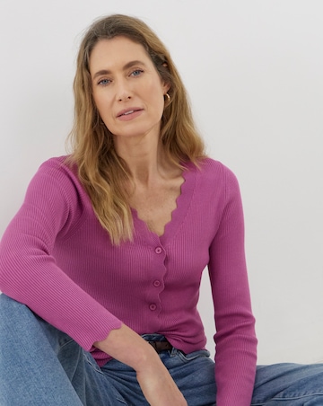 Scallop Hem Knitted Cardigan