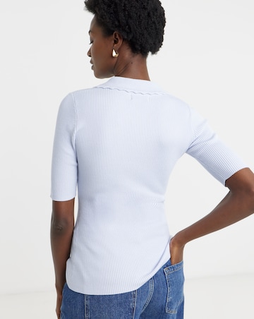 Ribbed Knit Polo Jumper