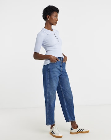 Ribbed Knit Polo Jumper