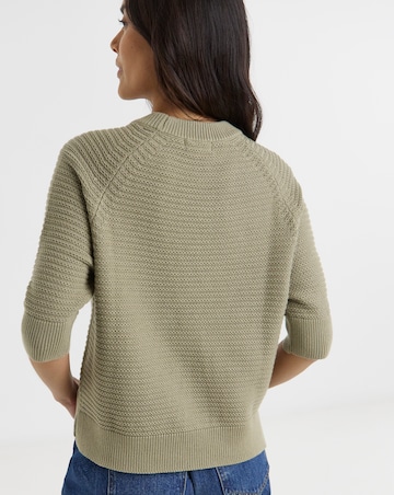 Pure Cotton Textured Knitted Jumper