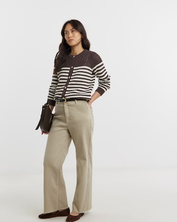 Pure Cotton Striped Open Stitch Cardigan