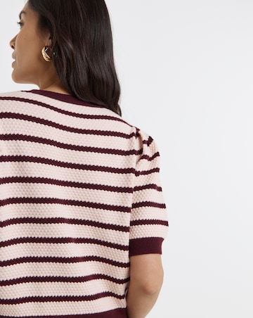 Textured Stripe Short Sleeve Cardigan