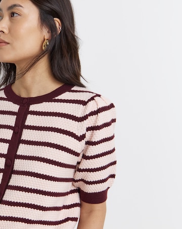 Textured Stripe Short Sleeve Cardigan