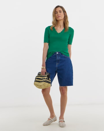 Scallop Hem Short Sleeve Jumper