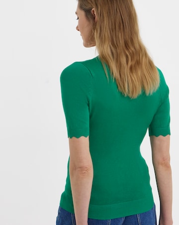 Scallop Hem Short Sleeve Jumper