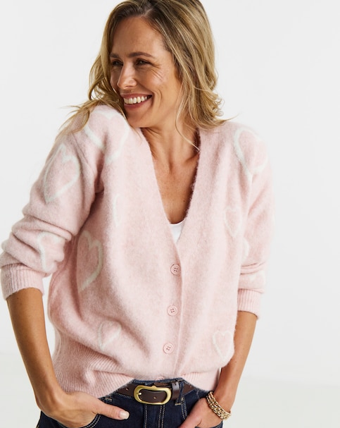 New In - Heart Design Boyfriend Cardigan