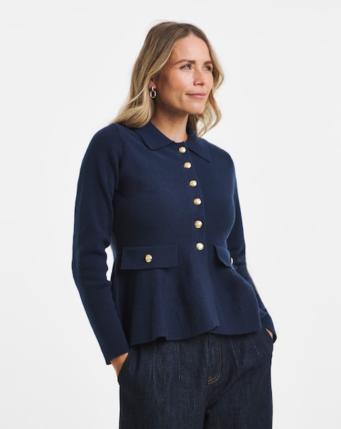 New In - Military Peplum Cardigan