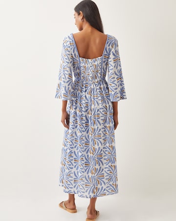 Monsoon Cece V-Neck Woodblock Print Midi Dress
