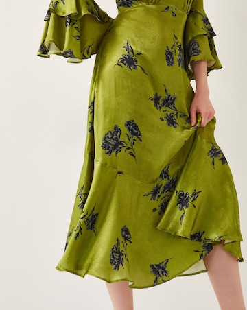 Monsoon Pelia Satin Ruffle Midi Dress