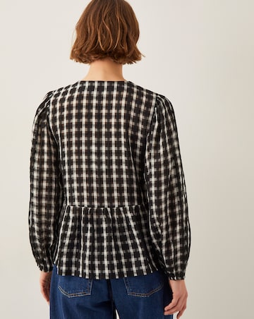 Monsoon Violet Bow Check Blouse
