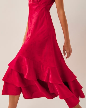 Monsoon Ester Satin Ruffle Midi Dress