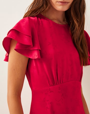 Monsoon Ester Satin Ruffle Midi Dress