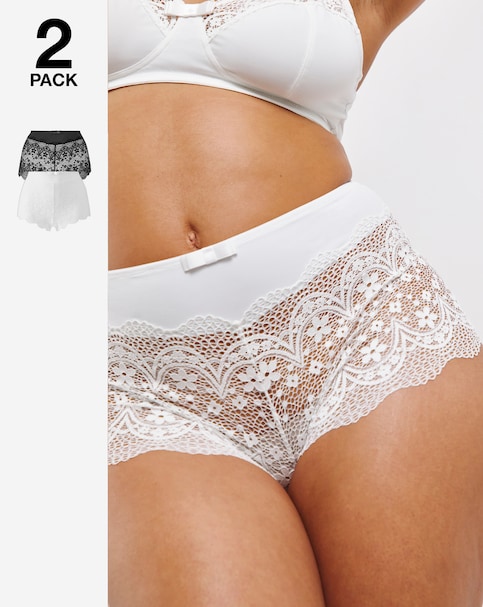 2 Pack Lottie Lace Black/White Briefs