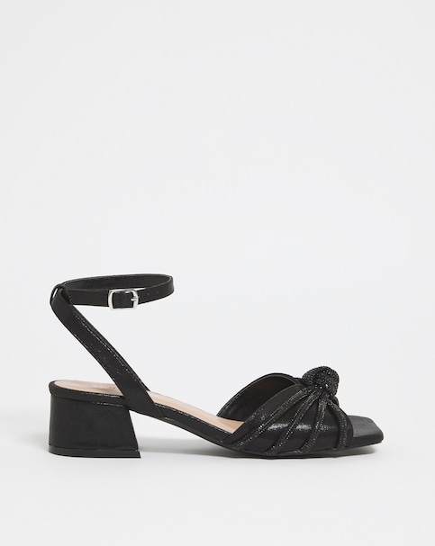 Diamante Low Heeled Sandals Wide