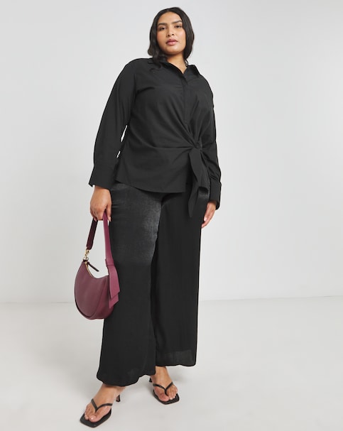 Velvet Satin Wide Leg Trouser