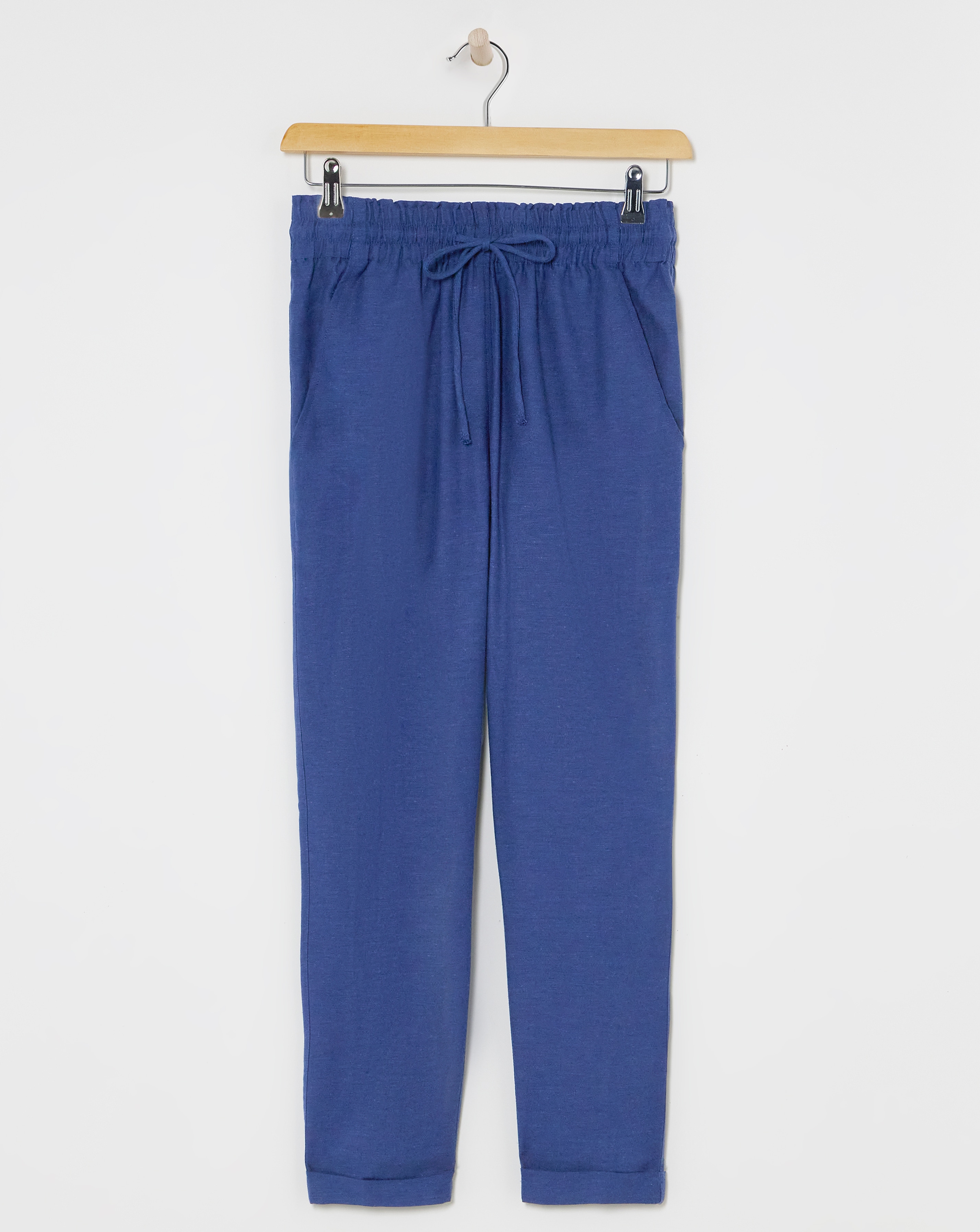 Navy Linen Tapered Trouser