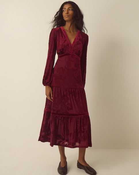 New In - Monsoon Dolly Floral Devore Midi Dress