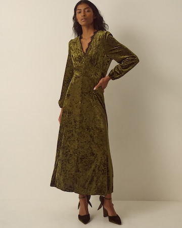 Monsoon Jessi V-Neck Velvet Midi Dress