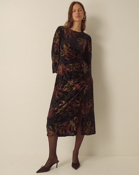 New In - Monsoon Dora Floral Devore Midi Dress