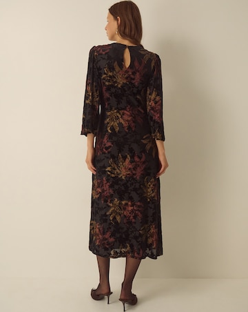 Monsoon Dora Floral Devore Midi Dress
