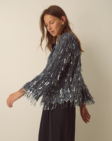 Monsoon Sabia Velvet Bow Sequin Jacket