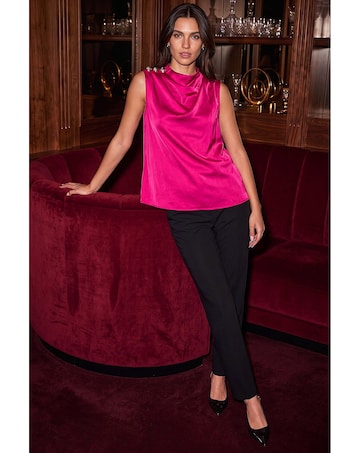 Roman Satin Cowl Neck Top